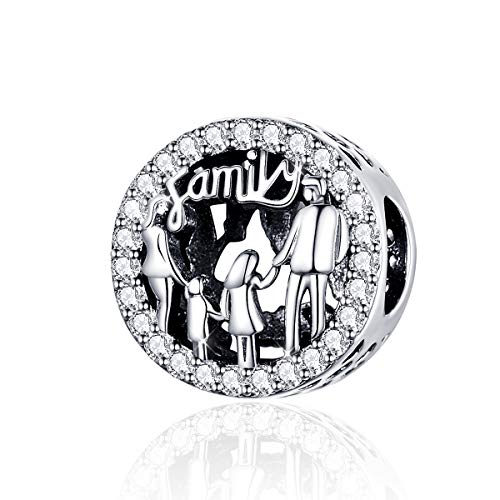 Charm in argento sterling 925, motivo: famiglia di 4 persone, da stile 4 - Ilgrandebazar