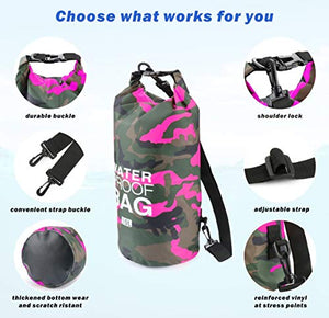 Idefair Borsa Impermeabile a Secco, Zaino da Spiaggia Galleggiante 20L, Rose