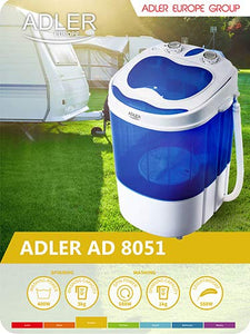 Adler AD 8051 Lavatrice Portatile Caricamento dall'alto Blu, Bianco 3 kg