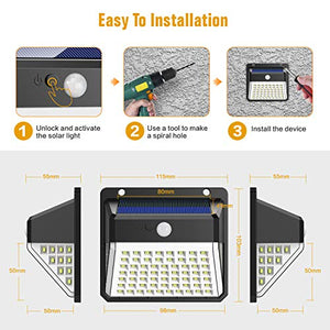 Luce Solare Esterno, Yacikos Super Luminoso【270º Illuminazione 】82 LED... - Ilgrandebazar