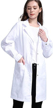Carica l&#39;immagine nel visualizzatore di Gallery, Icertag Camice Bianco da Laboratorio Donna, Medico Cappotto, Camice per Le Donne, Camice Bianco per Le Signore, Adatto per Studente Laboratorio Infermiera Cosplay Abito di Cotone