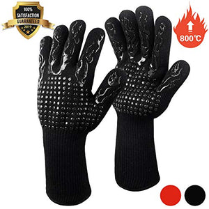 Guanti da Barbecue,Guanti Forno,Guanti Cucina con Resistenza al Nero