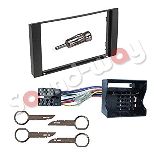 Kit Montaggio 2 DIN Sound-way Per Ford Fiesta 2008-2017 – Mascherina Grigia, Adattatore Antenna, Cavo ISO, Supporti Per Autoradio