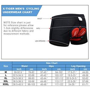 X-TIGER Ciclismo Uomo 5D Gel Imbottito Boxer Traspirante Biancheria L, Nero