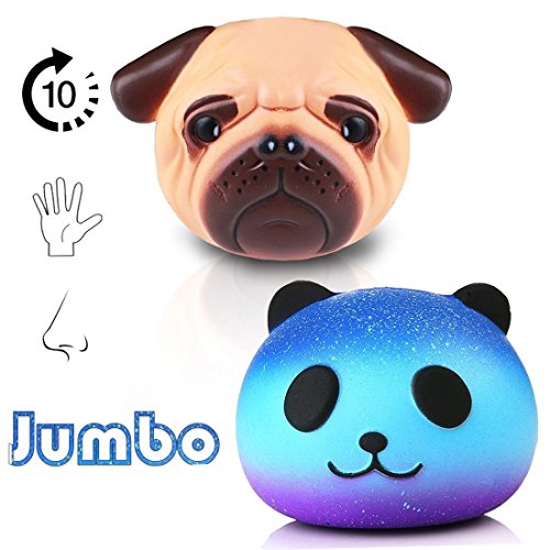 Jumbo Squishies Pack 2 Confezione - ( Panda E Pug Cane), Lento Aumento... - Ilgrandebazar
