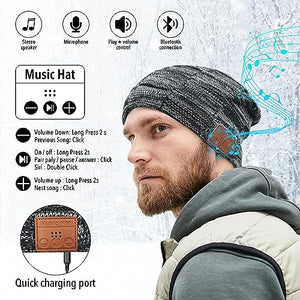Regalo Uomo Donna Cappello Bluetooth Berretto Sci Regalo Natale Cappello Sportivi Uomo Musicale Bluetooth Lavorato a Maglia Berretto Cappello Invernali con Cuffie Stereo e Microfono Vivavoce