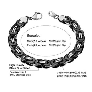 ChainsHouse Bracciale unisex in acciaio inossidabile Braccialetto Nero 8 Mm - Ilgrandebazar