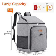 Carica l&#39;immagine nel visualizzatore di Gallery, Lifewit Borse Frigo Pranzo da 26L 34 Lattine, Borsa Termica Grande per Picnic a Prova di Perdite Portatile Morbida Cooler Box per Alimenti per Umo Donna per Outdoor/Picnic/Spiaggia/Campeggio, Grigio