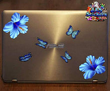 Carica l&#39;immagine nel visualizzatore di Gallery, Adesivo per auto blu fiori di ibisco + farfalla animali pack grande -... - Ilgrandebazar