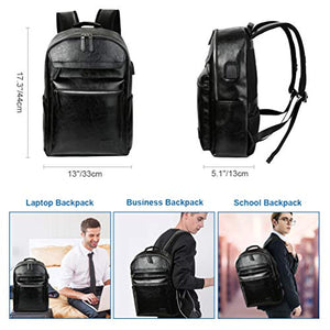 Vbiger Zaino Uomo Porta PC Scuola Pelle Lavoro Nero