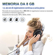 Carica l'immagine nel visualizzatore di Gallery, Mini Registratore Vocale H+Y con Attivazione Vocale, Memoria da 8GB, Ricaricabile USB e funzioni MP3, Ideale per Lezioni, Riunioni, Interviste, Fino a 96 ore