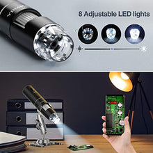 Carica l&#39;immagine nel visualizzatore di Gallery, Microscopio Digitale Wireless, YINAMA Microscopio Ingrandimento da 50X-1000X, 8 luci a LED, Mini Microscopio portatile, 2MP 1080P, compatibile con Android, iPad PC MAC Windows