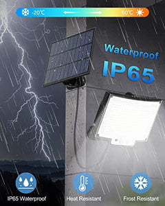 Luce Solare Led Esterno con Sensore di Movimento [228LED/3Modes] Luci Solari da Esterno con Telecomando, IP65 Impermeabile LED Lampade Solari da Esterni con Estensore da 5M Giardino Garage [1 Pezzi ]