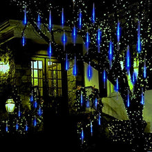 Carica l'immagine nel visualizzatore di Gallery, EEIEER Luci Della Pioggia di Meteore, 30cm 8Tubo 192 LED Meteor Luci Natale Luci, Impermeabili Meteor Shower Light per Festa di Nozze Decorazione All'aperto (blu)