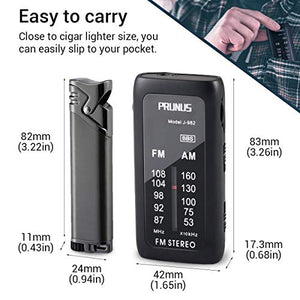 Radio FM/AM a transistor portatile tascabile PRUNUS J-982, con modalità Nero