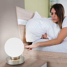 Carica l&#39;immagine nel visualizzatore di Gallery, Lampada da comodino, forma a sfera, interruttore touch, luce Sfera Bianca - Ilgrandebazar