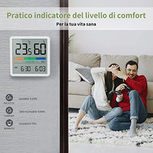 Carica l&#39;immagine nel visualizzatore di Gallery, NOKLEAD Igrometro Termometro per interni - Indicatore digitale con sensore di monitoraggio della temperatura, Portable misuratore di umidità accurato per Ambiente Stanza monitoraggio (Bianco)