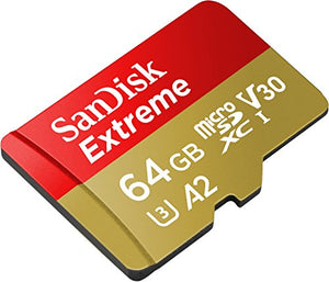 Sandisk Extreme Scheda di Memoria Microsdxc da 64 GB e Adattatore SD con App Performance A2 e Rescue Pro Deluxe, Fino a 160 MB/Sec, Classe 10, Uhs-I, U3, V30