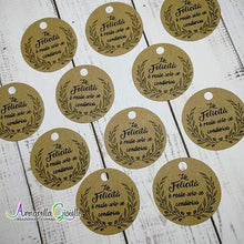 Carica l&#39;immagine nel visualizzatore di Gallery, 50 pezzi, Cartellini tondi kraft Stampati per bomboniera, 3 centimetri,... - Ilgrandebazar