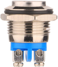 Carica l'immagine nel visualizzatore di Gallery, Gebildet 5pcs 16mm 5A 250VAC Pulsante Momentaneo Terminali a Vite Pulsante Impermeabile in Metallo in Acciaio Inossidabile(Testa Alta)