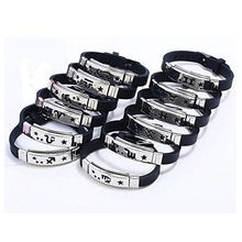 Carica l'immagine nel visualizzatore di Gallery, Bracciale in Nera con Piastra Incisa Segno di Costellazione Bottiglia D'acqua - Ilgrandebazar