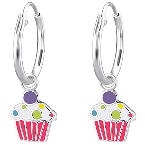 JAYARE bambini-orecchini a cerchio Muffin Cup Cake 925 in argento Sterling... - Ilgrandebazar