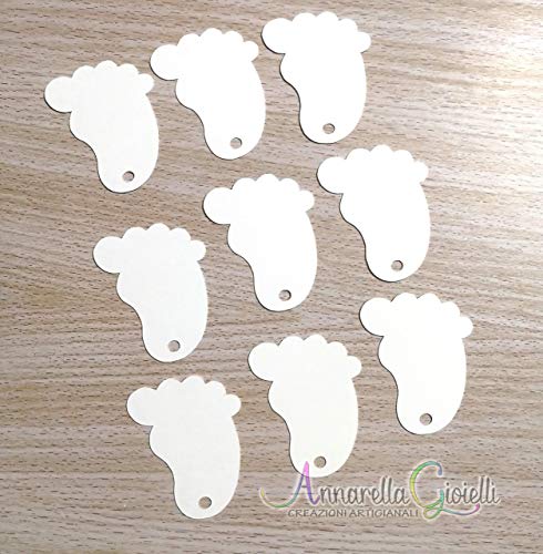 50 pezzi cartellini Bianchi per Battesimo, piedino, 32x45 millimetri, carte... - Ilgrandebazar