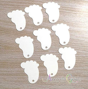 50 pezzi cartellini Bianchi per Battesimo, piedino, 32x45 millimetri, carte... - Ilgrandebazar