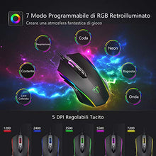 Carica l'immagine nel visualizzatore di Gallery, PICTEK Mouse Gaming, RGB 8 Pulsanti Proggrammabili 7200 DPI Pulsante...