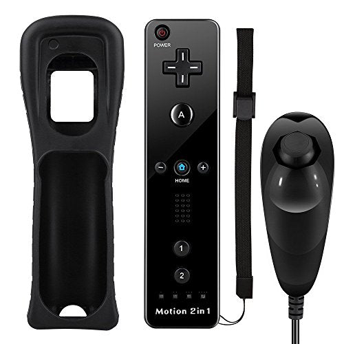 Tanouve Controller Wii Motion Plus, 2 In 1 Nunchuck Costruito Nero - Ilgrandebazar