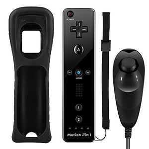Tanouve Controller Wii Motion Plus, 2 In 1 Nunchuck Costruito Nero - Ilgrandebazar