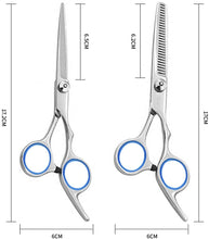 Carica l'immagine nel visualizzatore di Gallery, Forbici Parrucchiere Professionali Set di Forbici da Barbiere in Acciaio Inossidabile per Assottigliamento Set Forbici per Capelli con Rasoio Sfilzino Pettine Custodia