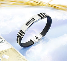 Carica l&#39;immagine nel visualizzatore di Gallery, sailimue Gioielli in Acciaio Inossidabile Gel di Silice Uomo Bracciali per...