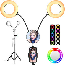 Carica l&#39;immagine nel visualizzatore di Gallery, Luce ad anello doppio iBesi, 11 modalità di illuminazione, 2700-6500K, 2020...