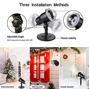 Proiettore Luci Natale con Fiocco di Neve, Proiettore Natale Esterno ed Interno IP65 con Telecomando,Decorazioni Natalizie per la Casa,Adatto per Natale,Compleanno, Capodanno