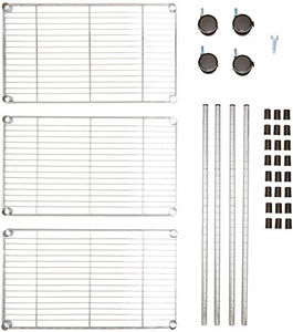 AmazonBasics - Scaffalatura a 3 ripiani, su rotelle, Cromo - Ilgrandebazar