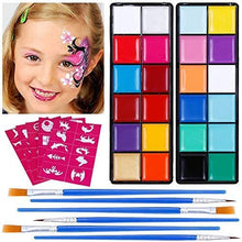 Carica l&#39;immagine nel visualizzatore di Gallery, Lictin Truccabimbi Kit,Face Paint,Kit per La Pittura del Viso per Bambini,24 Colori,50 Stencil,6 Pennelli Professionali