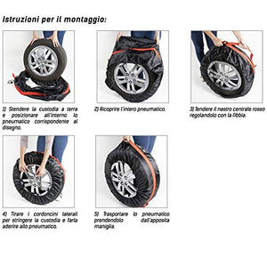 BAKAJI Set 4pz Borsa Custodia Protezione Pneumatici Auto Cover Storage per...
