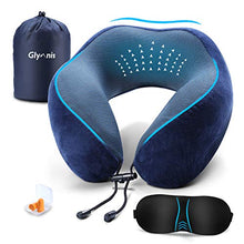 Carica l'immagine nel visualizzatore di Gallery, Glymnis Cuscino da Viaggio Memory Foam Collo Lavabile Blu