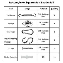 Carica l&#39;immagine nel visualizzatore di Gallery, ZFYQ Kit di Fissaggio e Installazione per Tenda a vela Rettangolare e...