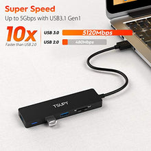 Carica l&#39;immagine nel visualizzatore di Gallery, TSUPY Hub USB 3.0 5 Porte Adattatore con Lettore di Scheda 19 cm