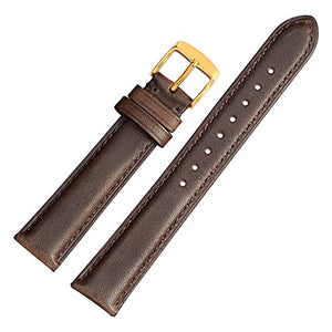 WOCCI Cinturino in Pelle Retrò con Fibbia Oro per 18mm, Marrone Scuro