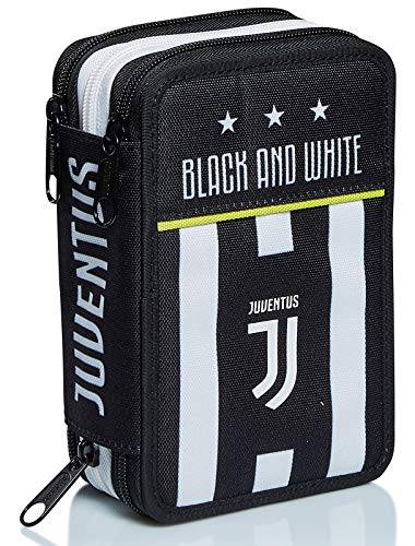 Astuccio 3 Scomparti Juventus, Best Match, Bianco e Nero, con penne, matite,...