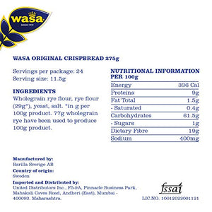 Wasa Original, Fette di Pane Segale Croccante, 275g.