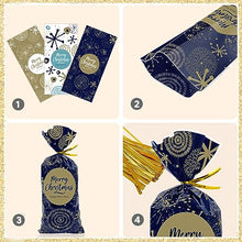 Carica l&#39;immagine nel visualizzatore di Gallery, Sacchetti Biscotti Natale 120pcs, Buste Alimentari per Biscotti Natalizi, Plastica Sacchetto Regalo Sacchettini Natalizio con Cravatte, Bustine Alimenti Cellophane Piccole per Regali Caramelle Dolci