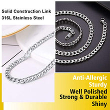 Carica l&#39;immagine nel visualizzatore di Gallery, PROSTEEL Collana Uomo a Catena Cubana Incisione Semplice per Argento(5mm) - Ilgrandebazar