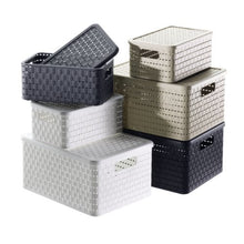 Carica l&#39;immagine nel visualizzatore di Gallery, Rotho Contenitore Country Box, Effetto Rattan, Bianco box A4 / 18 L,