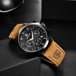 BENYAR Moda Uomo Cronografo al quarzo Orologi in acciaio Marrone Nero-b - Ilgrandebazar