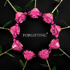 FORGIFTING Fiore di Vera Rosa Placcata con Oro 24K, Rose Conservate - Ilgrandebazar
