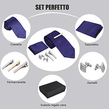 Carica l&#39;immagine nel visualizzatore di Gallery, Rovtop Cravatta Uomo, 4 Stili, con 1 Fazzoletto, 2 Piccoli Quadrati Blu - Ilgrandebazar